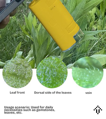 EasyMicro LED Lighted Pocket Microscope 60-120X Magnification Yellow Color - color: Yellow