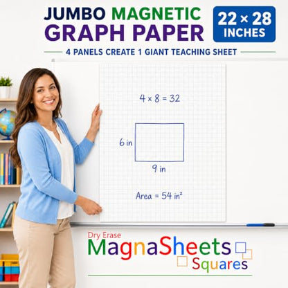 MAGNASHEET SQUARES Jumbo Magnetic Dry Erase Graph Paper