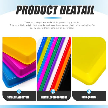 10 Pack Colorful Plastic Art Trays,10 Colors Activity Crafts Tray,Multicolor Art Serving Tray,Activity Plastic Art Trays for DIY Projects,Beads,Painting,Jewelry