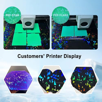 PEF+PEY Holographic Build Plate for Adventurer AD5X/5M/5M Pro, Rainbow Confetti +Galaxy Spring Steel Flexible Platform for Neptune 3 Pro/4, Kobra, Ender 3/3 Pro/3S1/3 v2, CR 20/CR 20 Pro - size: 235x235mm