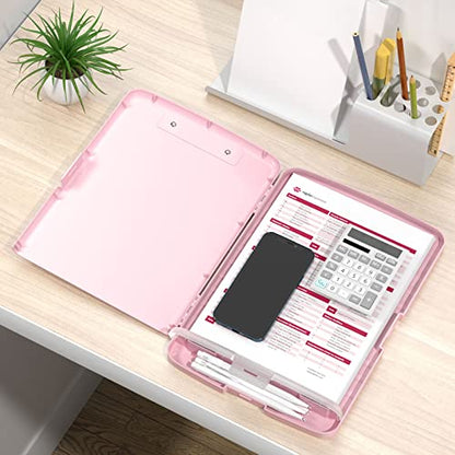 Rimilak Clipboard with Storage, 8.5 x 11'' High Capacity Clip Board, Pink - color: Pink