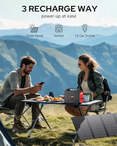 Solar Powered Generator, 100W Portable Power Station with Solar Panels 40W - color: Black & Red