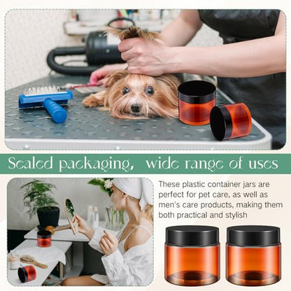 Patelai 4 Pcs Plastic Jars with Lids, Amber, 6 oz, Wide Mouth - color: Amber, size: 6 oz