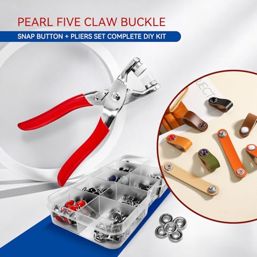 NXTOV 100 Set Pearl Snaps Button Kit with Fastener Pliers - color: Black,red,whith,brown,purple