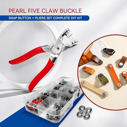 NXTOV 100 Set Pearl Snaps Button Kit with Fastener Pliers - color: Black,red,whith,brown,purple