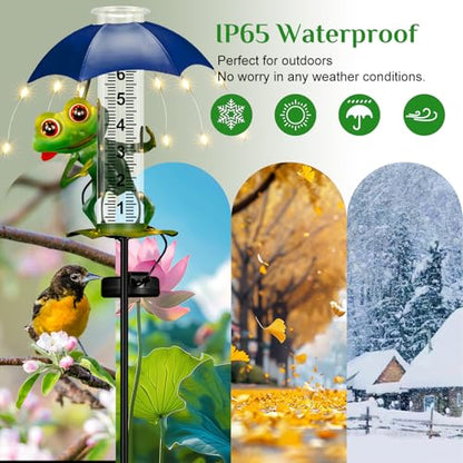 shumi Rain Gauge Outdoor, Solar Frog Rain Gauge with LED Lights - color: Frog