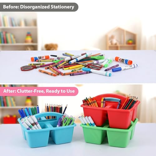 6 Pack 4 Compartment Classroom Caddy with Handle, Rainbow - color: Rainbow
