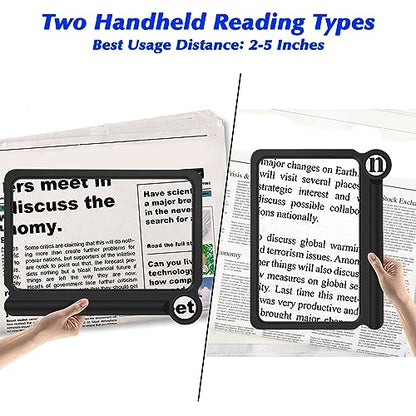 30X 6X Handheld Magnifying Glass for Reading, Large Full Page Magnifier - color: Black-1