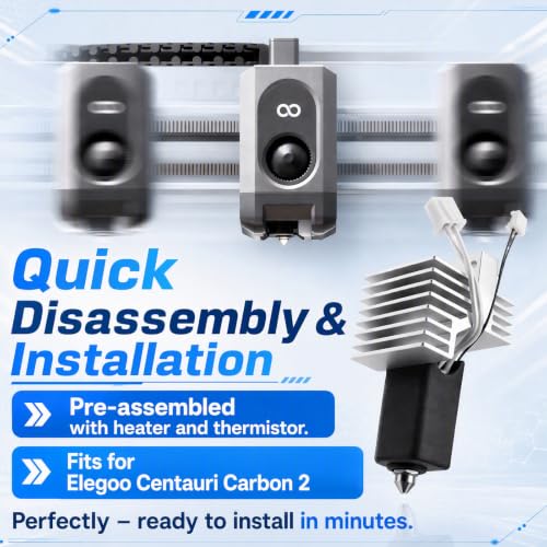 4PK Centauri Carbon 2 Hotend,0.2/0.4/0.6/0.8mm Hardened Steel Ceramic Heating,350°C Heat‑Resistant Print Head,500 mm/s High‑Speed Printing, Quick‑Detachable Wear‑Resistant Nozzle for Elegoo CC2 - color: 4 Pack CC2 Hotend Kir(0.2/0.4/0.6/0.8mm)
