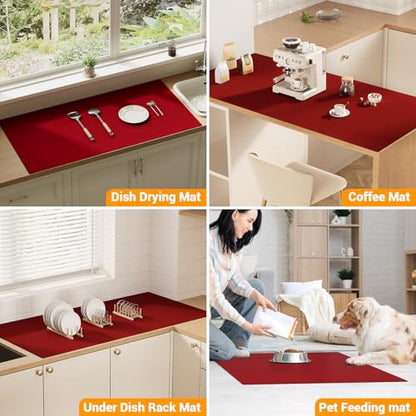 Silicone Protector Mat 47x24 Inch,Red - color: Red