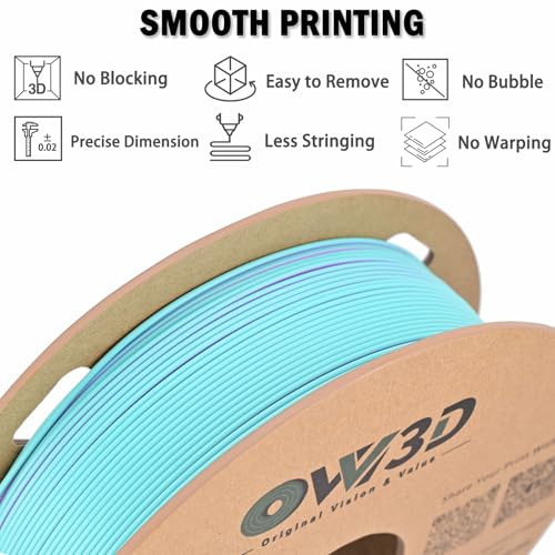OVV3D PLA Filament 1.75mm, Matte Macaron PLA 3D Printer Filament，Dual Color PLA Sky Blue and Purple, +/-0.02mm 1kg - color: Dual-color Matte Sky Blue+ Purple