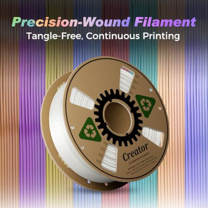Creator Silk PLA White Filament 1.75mm +/- 0.02mm, Shiny and Glossy, Silk Texture, Color Changing 3D Printing Filament 1kg Spool - color: Silk White