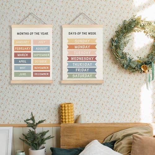 Supwhd Days of the Week Posters for Classroom, Learning Wall Decor for Nursery Kids Room Playroom Preschool, Poster Hanger Frame, 12x16 Inches - color: Days of the Week, size: 12 x 16 inches