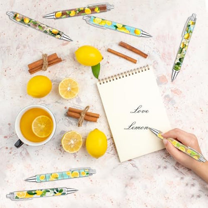 Idealmuzik Lemon Pens Set – Fun Citrus-Themed Pens for Girls, Students, and Stationery Lovers – Smooth Writing Ballpoint Pens for School, Journaling, or Gifts – Bright and Cheery Design, 8 Pack - color: Lemon