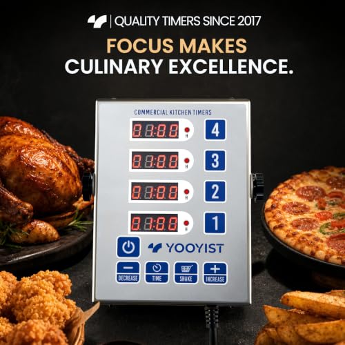 4-Channel Commercial Kitchen Timer Loud Alarm Digital Cook Timer - color: Silver