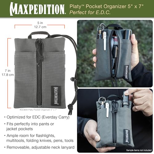 Maxpedition Platy Pocket Organizer, EDC Tool Pouch, Neck Wallet - color: Wolf Gray, size: 5" x 7"
