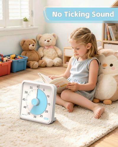 8-Inch Large Visual Timer for Kids 60-Minute Classroom Timer Magnetic - color: White-blue