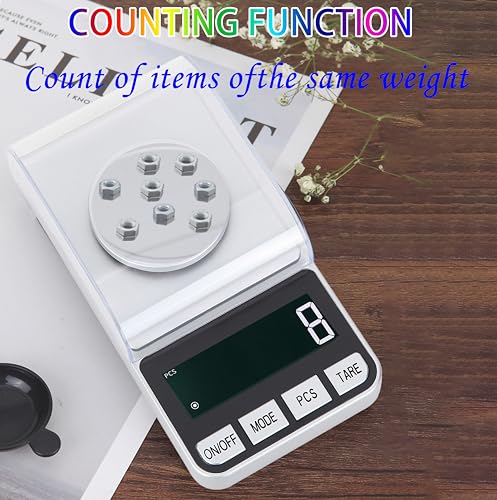 Rechargeable High Precision Digital Milligram Scale 100g/0.001g Jewelry Scale, Gram Scale, Pocket Scale, Food Scale for Powder Medicine, Gold, Gem, Reloading, with 50g Calibration Weigh