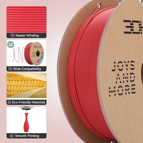 3DHoJor Matte PLA 3D Printing Filament Fire Engine Red,1KG - color: Matte Pla Fire Engine Red