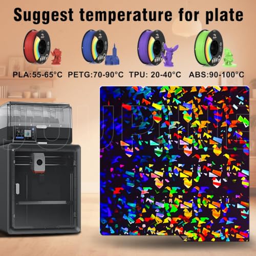 JUUPINE Upgraded 264x276mm Build Plate for Anycubic Kobra X/Kobra 4/Kobra S1/ACE Pro, Double Sided Textured Flake+Star Spring Steel Sheet Flexible Plate for Anycubic Kobra S1 Combo 3D Printer. - color: H2H(Flake+Star)