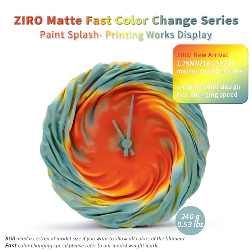 ZIRO 3D Printer Filament PLA, Fast Color Change Matte, 1KG Paint Splash - color: Paint Splash (Matte)