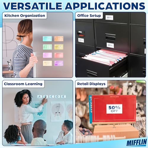 Mifflin-USA - Index Card Holder - 2x3.5”, 100 Pack - Clear Self-Adhesive Pockets - Label Holders for Organizing Storage Bins & Containers - Plastic Sleeves for Protecting Cards & Labels - size: 2x3.5” (Pack of 100)