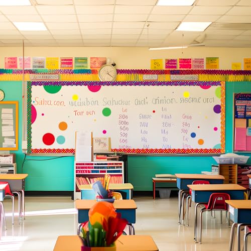 Containlol 118ft Bulletin Board Border Classroom Border, Colorful Dots - style: Colorful Dots