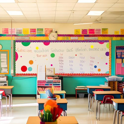 Containlol 118ft Bulletin Board Border Classroom Border, Colorful Dots - style: Colorful Dots