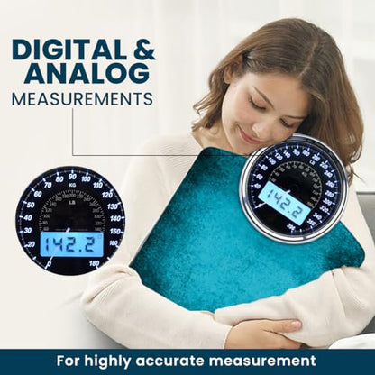 EILISON 2-in-1 Digital & Analog Bathroom Scale, 400 lbs, Large Display - color: Blue