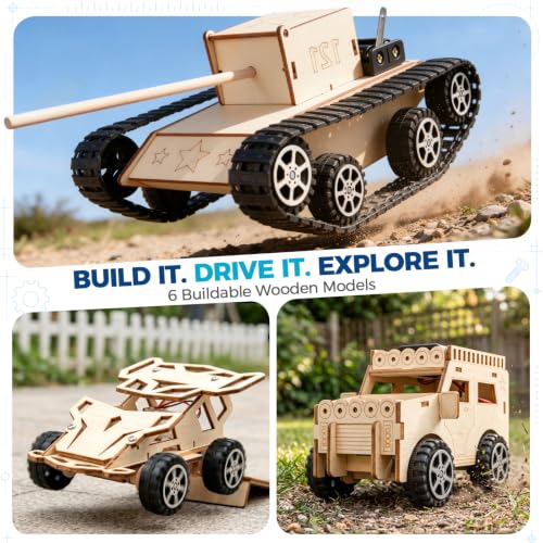 STEM Kits for Kids Age 8-12, 6-in-1 Model Car Kits, STEM Building Toys