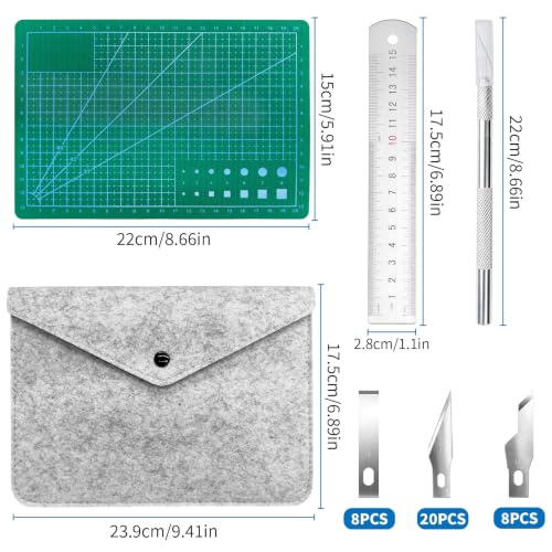 Precision Craft Knife Set with 36 Blades, Cutting Mat & Felt Pouch
