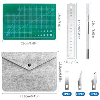 Precision Craft Knife Set with 36 Blades, Cutting Mat & Felt Pouch