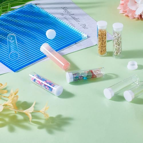 Craftdady 100Pcs Transparent Clear Plastic Small Empty Storage Tubes Bead Container Set Test Bottles Organizers Boxes with Lid 2.16x0.59 (55x15mm) - color: 100 tubes, 55x15mm, Clear