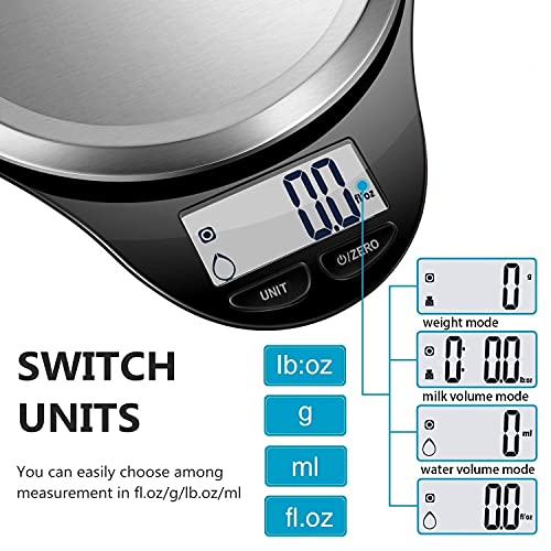 NUTRI FIT Food Scale Digital Kitchen Scale Weight Grams and Ounces Black - color: State Black