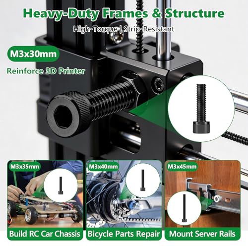 481PCS M3 Hex Socket Screw Assortment Kit, M3 x 30/35/40/45/50mm - size: M3 481pcs 3