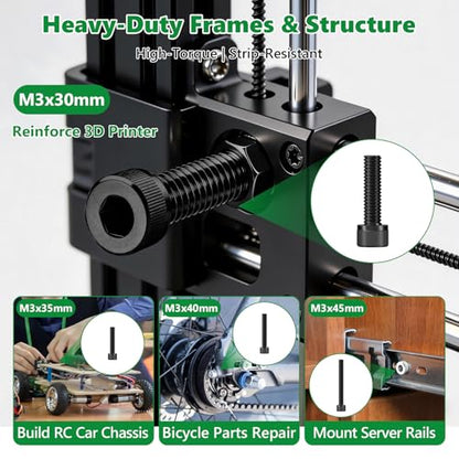 481PCS M3 Hex Socket Screw Assortment Kit, M3 x 30/35/40/45/50mm - size: M3 481pcs 3