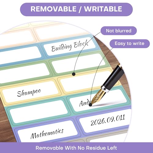 240 Removable Labels Waterproof for Jars & Freezer Containers - 1x3 Tear-Proof Stickers, 8 Colors Pearlescent Film, Residue-Free (-40°F~150°F)