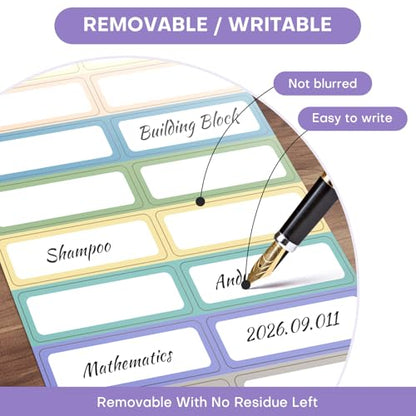 240 Removable Labels Waterproof for Jars & Freezer Containers - 1x3 Tear-Proof Stickers, 8 Colors Pearlescent Film, Residue-Free (-40°F~150°F)