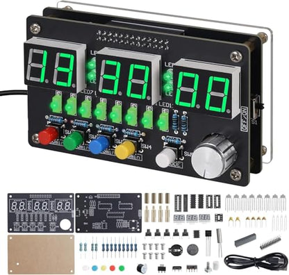 6 Bits Digital Clock Solder Practice Kit with Colorful Lighting, DIY Countdown/up 24-Hour Alarm Clock Soldering Projects for Student School Education and Adult Home Office Use