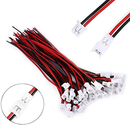 Letool 30 Pairs JST 1.25mm 2 Pin Micro Male Female Connector Plug with Red Black Wire Cable 80mm