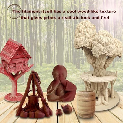 YOUSU 3D Printer Filament Bundle, Wood PLA Filament 1.75mm, Multicolor 3D Printer Filament, Add More Than 30% Real WoodFiber, Maple, Cherry, Mahogany, Bamboo,Fits for Most FDM 3D Printers,250g*4 Pack. - color: 7-wood Pla 250g*4