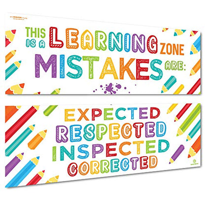 Sproutbrite 2 Pack 13.5" x 39" Educational Motivational Posters - color: Learning Zone