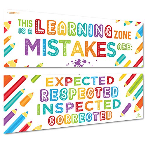 Sproutbrite 2 Pack 13.5" x 39" Educational Motivational Posters - color: Learning Zone