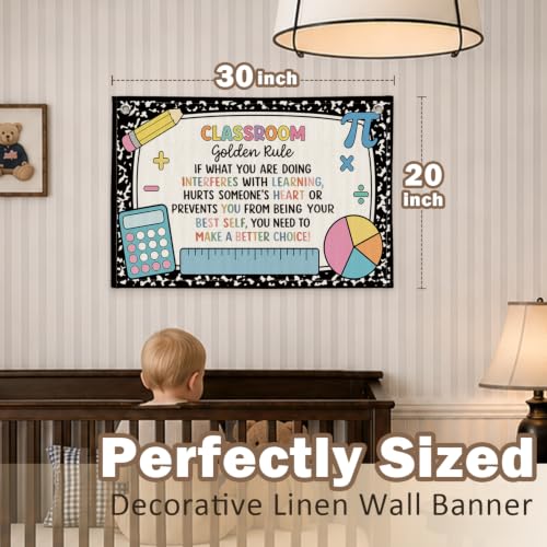 Math Classroom Golden Rule Decor Canvas Wall Hanging Banner - color: 03-Classroom Golden Rule - Math Theme