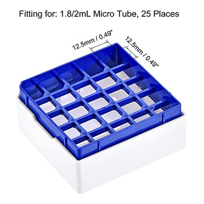 uxcell Centrifuge Tube Freezer Storage Box 25 Places Waterproof Polypropylene Cryogenic Holder Rack for 1.8/2ml Microcentrifuge Tubes Vials Samples, Blue - color: Blue