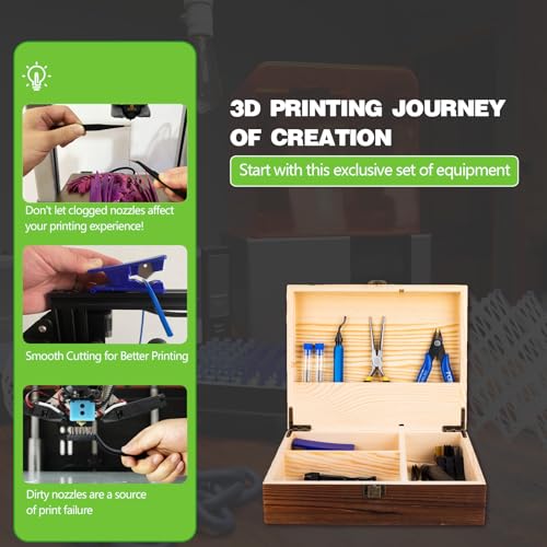 3D Printing Tool Set with Wood Box – 3D Printer Tools Features a deburring Tool, Wire Cutter, Drill, and Scraper for Model cleanup, Surface Smoothing, and Precise Drilling. - style: 60PCS Professional Version