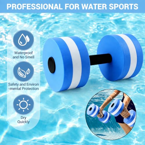 2Pc Water Dumbells Water Aerobic Exercise Foam Dumbbell Pool Resistance Aquatic Dumbbell EVA Yoga Barbell Exercise Fitness Equipment Exercises Equipment for Weight Loss - color: Blue