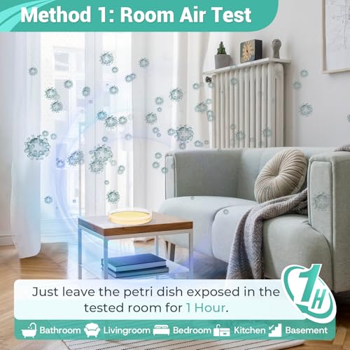 Mold Test Kit for Home Detection: 4 Simple DIY Science Kits for Fastly Testing Home Surfaces & Air Quality Detector & HVAC Monitor Includes Detailed Identification Guide