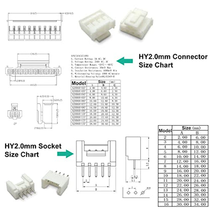 JST Connector Kit 2.0mm Pitch JST-HY 2.0 Female Connector with Premium 22AWG Pre-Crimped Cables,HY 2.0mm with Lock Connector 2/3/4/5/6 Pin Female Housing (HY-MM-Kit) - size: JST-2.0MM-HY