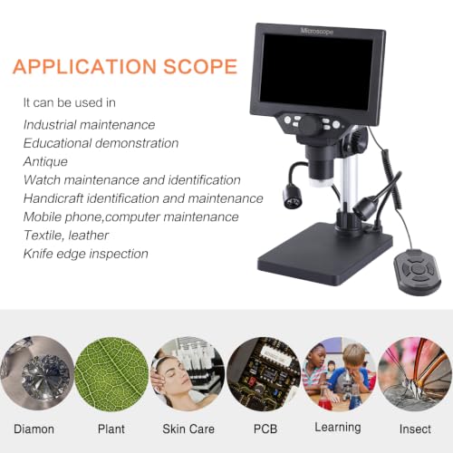 Koolertron 7 Inch LCD Digital Microscope 12MP 1080P with 32G TF Card - size: 7 inch (32GB)